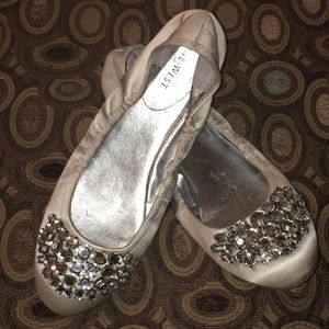 Nine West Satin Rhinestone Flat -Size 8