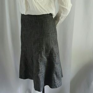 RAFAELLA Gray Below Knee Flare Skirt