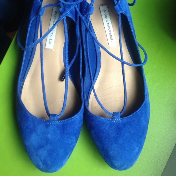 Diane Von Furstenberg "Paris" blue suede flats