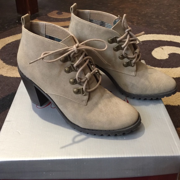 Beige booties.