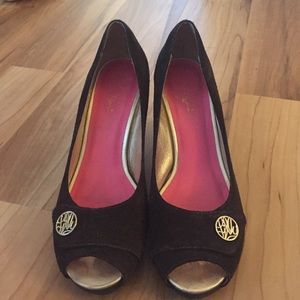Lilly Pulitzer Peep-toe Suede Wedges