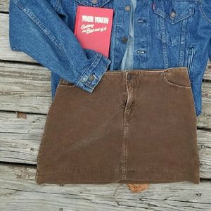 Brown Corduroy Mini Skirt