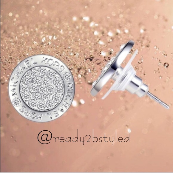 SOLD OUT|| NEW MK CRYSTAL ROUND EARRINGS - Picture 2 of 3