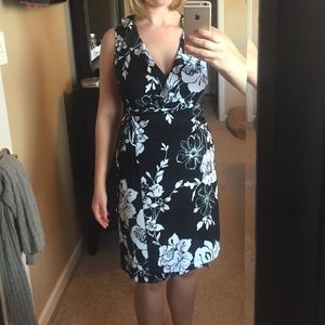 Black and white wrap dress