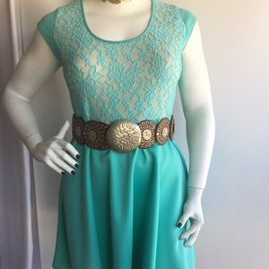 DR1197-Lace light green flair dress