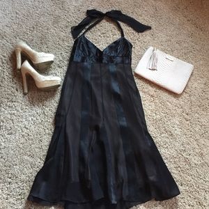 BCBGMaxAzria black satin dress