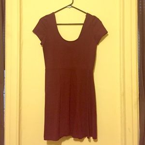 Maroon short sleeve skater dress