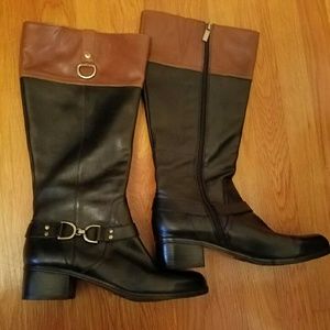 SALE: 8.5M, Wide Calf, Black Leather Riding Boots