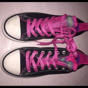 Black multi color converse
