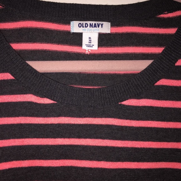 Soft Grey and Orange Striped Sweater