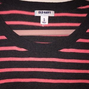 Soft Grey and Orange Striped Sweater