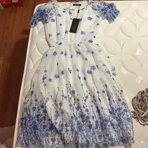 White & blue floral dress