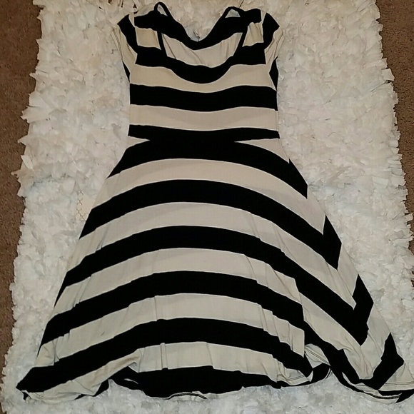 Classic Black and White Striped Dress