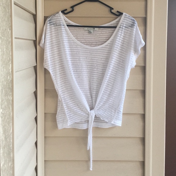 Forever 21 Tops - White Front Tie Shirt