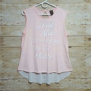 Disney Size Large Alice Sleeveless Pink Shirt