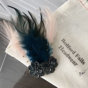 Bedford Falls Headwear Beaded Feather Clip