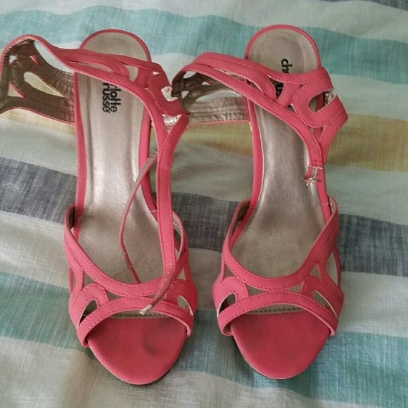 Pink wedge shoes