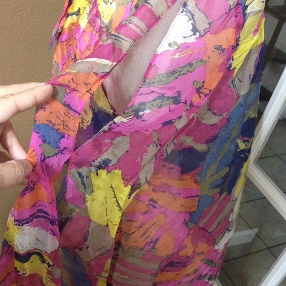 💝Sent as Gift 💝Multicolor Floral Silk Blouse - Picture 3 of 4