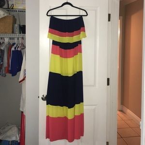 Color block strapless maxi dress