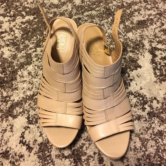 Nude wedges with cork heel size 9