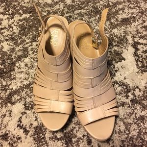 Nude wedges with cork heel size 9
