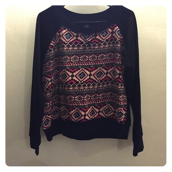 Tribal Print Black Sweater