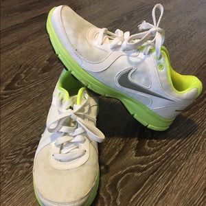 White neon and silver Nikes