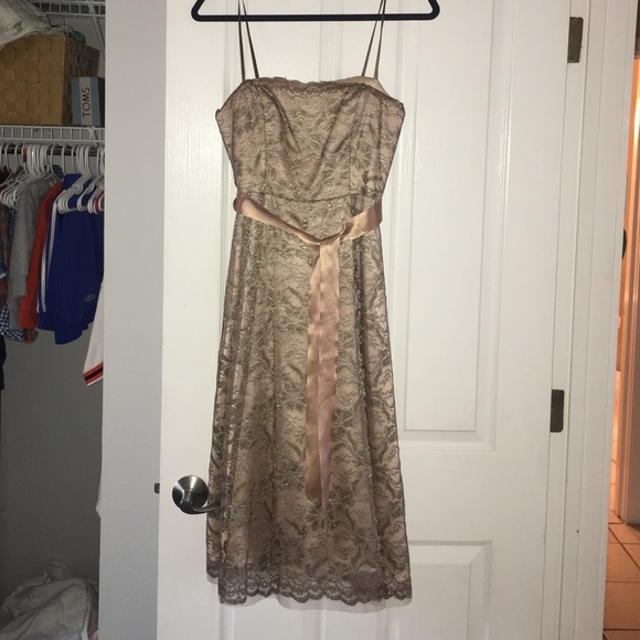 Strapless lace bridesmaid dress