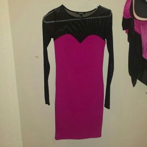 Pink dress with sheer sleeves