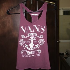 maroon and white "vans" tank top