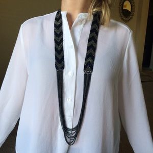 Bead and Chain Chevron Necklace