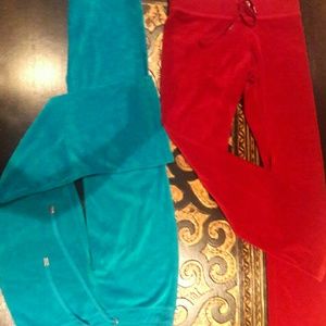 Two pairs of velour sweats(BLUE is not by EXPRESS)