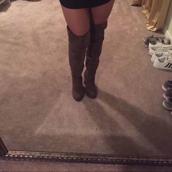 Suede thigh high boots