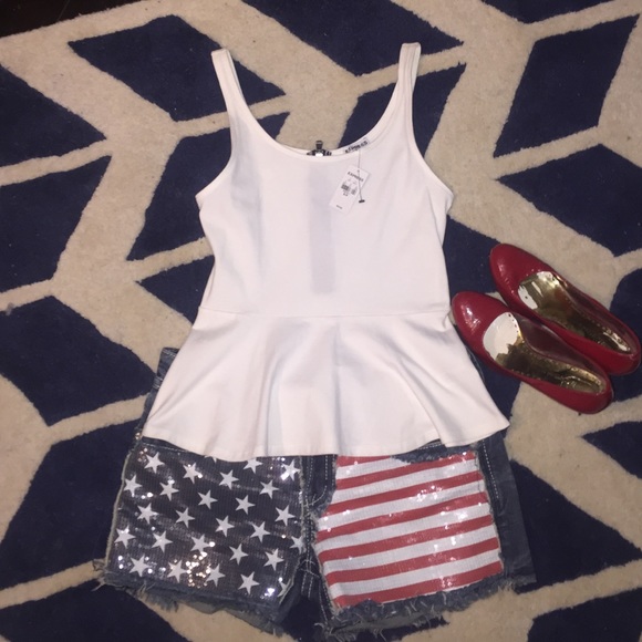 EXPRESS Cotton Peplum Top