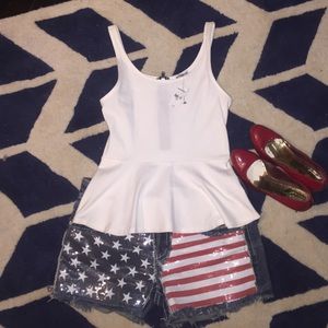 EXPRESS Cotton Peplum Top