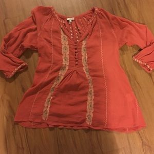 Joie orange flowy blouse