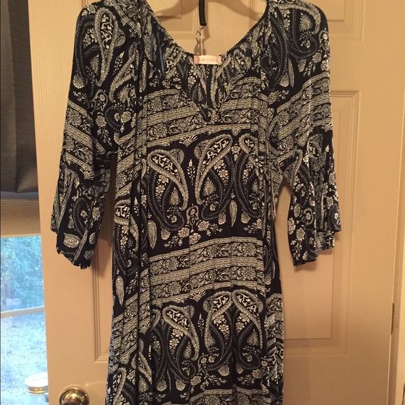 Boho navy and white dress