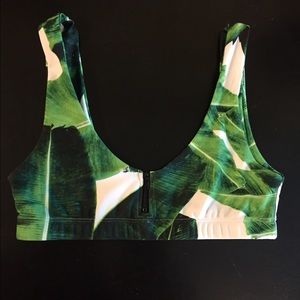Zip up hawaiian leaf bikini top