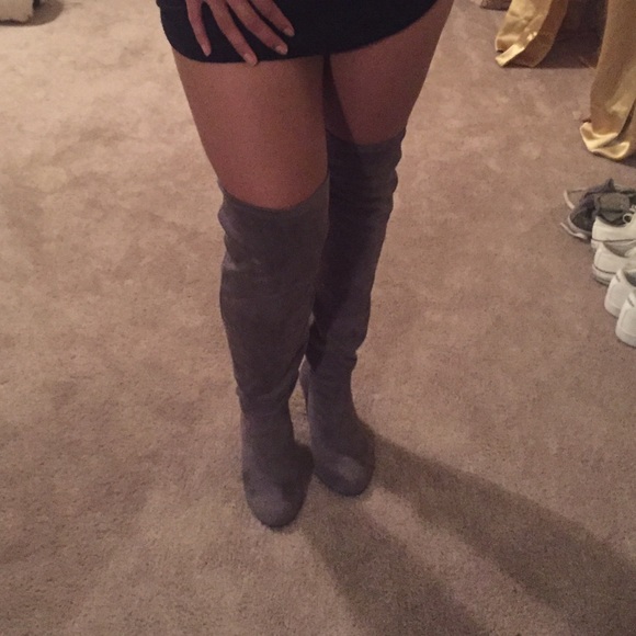 Suede thigh high boots