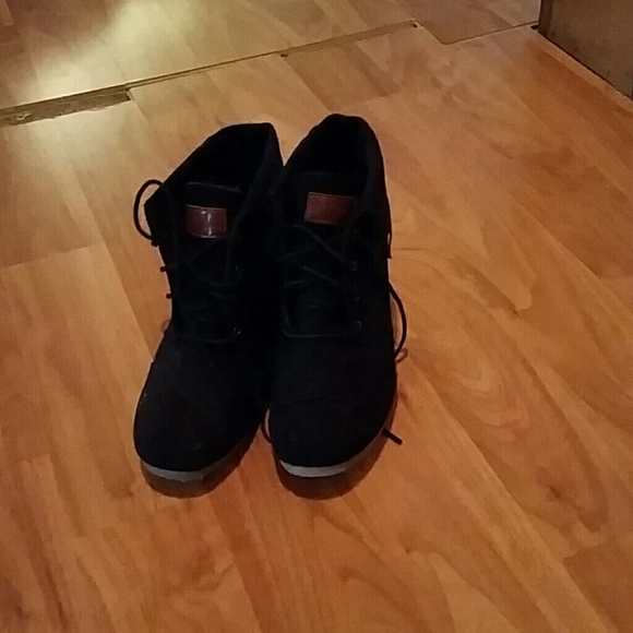 black suede wedge bootie warn a couple times