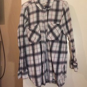 White and black plaid shirt