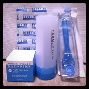 Rodan + Fields, Amp Roller, tablets, night serum.