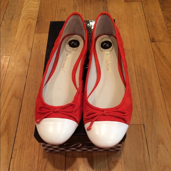 Red/Orange and White Quilted flats