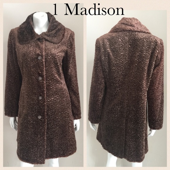 Faux Persian Wool Soft Brown Coat Size Medium