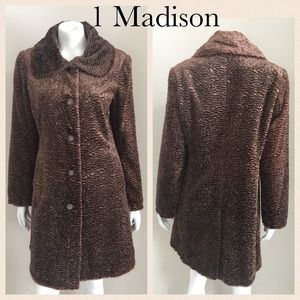Faux Persian Wool Soft Brown Coat Size Medium