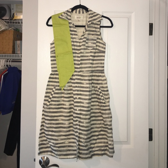 Gray & white striped anthropologie dress