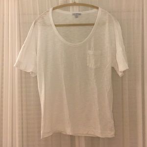 James Perse White Scoop Neck Pocket Tee