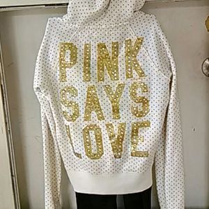 Pink says love Victoria Secret zip up hoodie