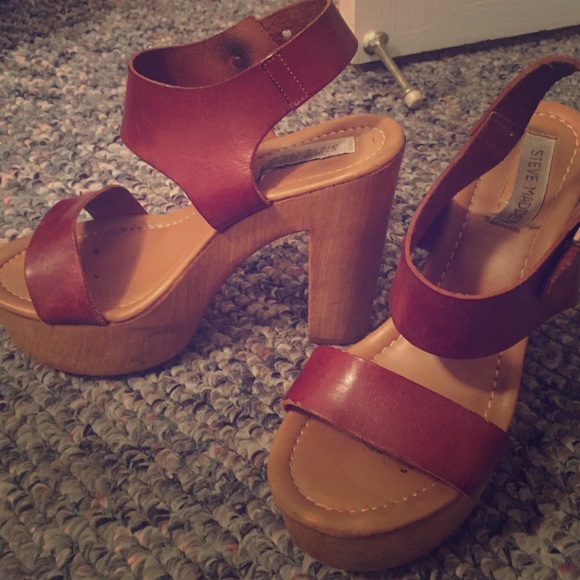 Brown and wooden Steve Madden heels