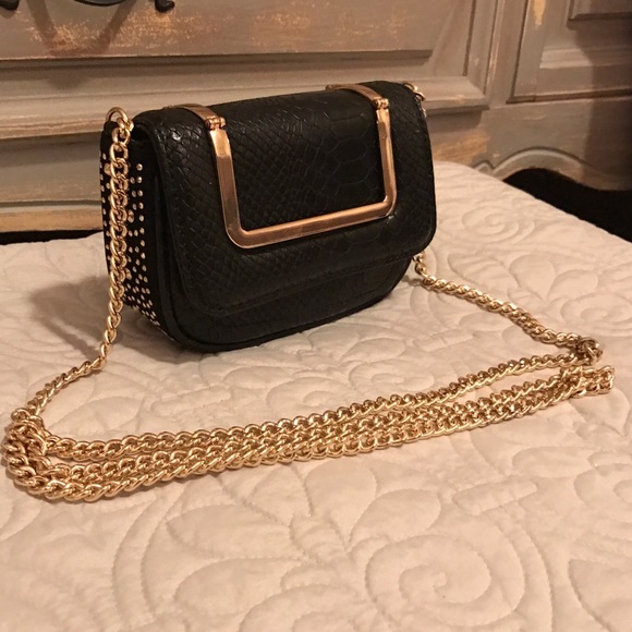 Cache - Gold Studded & Gold Chain Purse